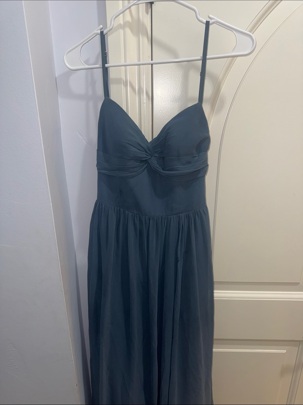 Azazie Slate Blue Spaghetti Strap Chiffon Dress